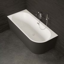 Spalina - Baignoire semi-îlot murale capri Noire Mate Gauche 170x76cm, by