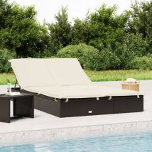 Bonnevie - Bain de soleil à 2 places - Chaise de jardin Transat de jardin avec coussins noir résine tressée BV254992