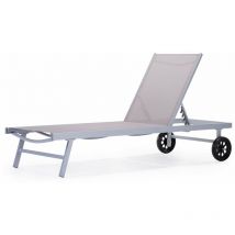 Bain de soleil Alu / Textilene "Bella" avec roues - Taupe