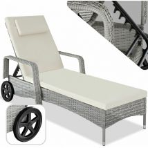 Tectake - Bain de soleil Transat en rotin Avec cadre en aluminium Dossier réglable sur 6 positions