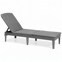 Bain de soleil avec coussin coloris gris foncé - imitation rotin tressé Allibert by keter - 4 positions - jaipur