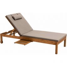 Bain de soleil avec coussin et tablette en bois taupe