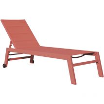 Happy Garden - Bain de soleil barbados en textilène terracotta - aluminium terracotta