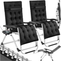 Tectake - Lot de 2 chaises longues Pliable coussin de siège et de tête amovible