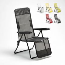 Beach And Garden Design - Chaise longue de plage et de jardin avec accoudoirs en acier Relax - Noir