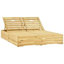 Bain de soleil double Chaise de jardin - Transat de jardin Bois de pin imprégné de vert BV243593