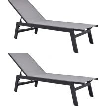 Givex - Bain de soleil en aluminium avec pied pliant Cesana (Lot de 2)