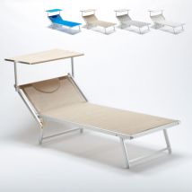 Beach And Garden Design - Transat de plage professionnel en aluminium Grande Italia xl - Beige