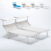 Beach And Garden Design - 2 bains de soleil xl de jardin piscine transat en aluminium Grande Italia - Blanc