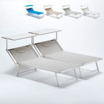 Beach And Garden Design - 2 bains de soleil xl de jardin piscine transat en aluminium Grande Italia - Gris