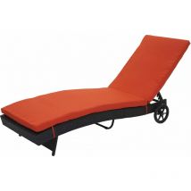 Bain de soleil HHG-456, bain de soleil de jardin, poly-rattan, anthracite, coussins terracotta