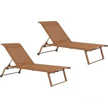 Bains de soleil inclinables en aluminium et tissu (lot de 2) - cabourg