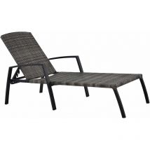 Chillvert - Bain de Soleil Jardin 4 Positions Cozumel 190x63x50 cm Rotin Synthétique Acier Gris