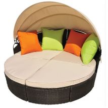 Bain de soleil modulable de jardin Toit Pare soleil 4 Coussins ALCOVA