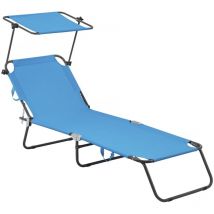Bain de soleil pliable 'Lazy' - Avec pare soleil - Bleu