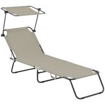 Habitat Et Jardin - Bain de soleil pliable 'Lazy' - Avec pare soleil - Taupe