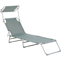 Bain de Soleil Pliant avec Pare-soleil en Polyester et Acier Gris Transat Foligno