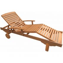 Habitat Et Jardin - Bain de soleil pliant en bois exotique 'Singapour' - Marron clair