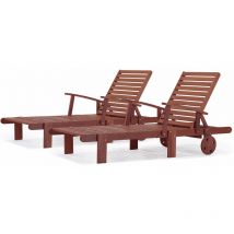 Habitat Et Jardin - Lot de 2 bains de soleil pliant en bois exotique 'Tokyo' - Mahogany - Marron acajou