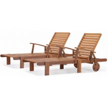 Habitat Et Jardin - Bain de soleil pliant en bois exotique 'Tokyo' - Maple - Marron clair - Lot de 2