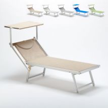 Beach And Garden Design - Bain de soleil de jardin transat professionnel en aluminium piscine Italia - Beige