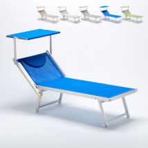 Beach And Garden Design - Bain de soleil de jardin transat professionnel en aluminium piscine Italia - Bleu