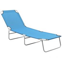 Chaise longue pliable acier et tissu bleu turquoise Vidaxl