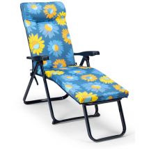 Lettino da Giardino Solenny 6 Posizioni Imbottitura 5 cm con Poggiapiedi