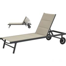 Habitat Et Jardin - Bain de soleil textilène matelassé et aluminium 'Bella' - Phoenix - Taupe