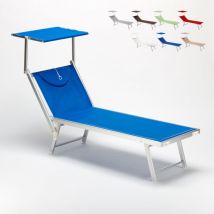 Transat De Plage Professionnel Santorini – Structure En Aluminium Anodisé – Tissu Textilène Respirant – Dossier Inclinable 3 Positions – Pare-soleil 