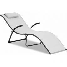 Helloshop26 - Bain de soleil transat en acier ondulée gris
