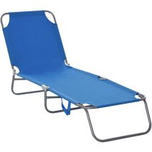 Outsunny - Bain de soleil transat pliable dossier réglable multipositions métal et polyester bleu