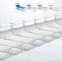 Beach And Garden Design - 20 Bains de soleil xl professionnels en aluminium grande Italia - Blanc