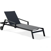 Ibiza - Lettino in alluminio e tela plastificata antracite - paris garden