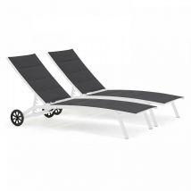 Lot de 2 bains de soleil en aluminium blanc