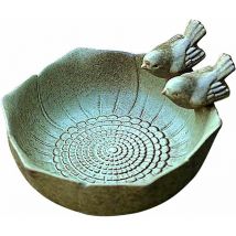 Bains d'oiseaux Rond avec Deux Oiseaux Décoratifs en Céramique pour Oiseaux Sauvages Abreuvoir Oiseaux Exterieur Abreuvoir Oiseau Mangeoire Oiseaux