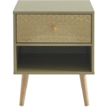 BAÏTA Capucine Comodino, Legno ingegnerizzato, Verde Oliva, 40 cm