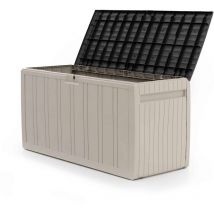 Gardiun - Baúl de Almacenaje Top 117x45,5x57,50 cm 270L Montaje en Clic Fabricado en Resina Sistema de Cierre para Candado Diseño Bicolor