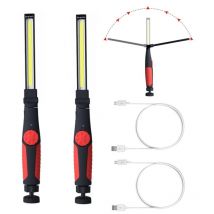 Baladeuse de chantier 2PC 15W 700 lumens 3000mAh Lampes cob - rouge