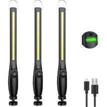 Jalleria - Baladeuse Led Mecanicien, Lampe de Travail Rechargeable, cob Lampe Atelier Dimmable, Lampe de Poche led pour Voiture, Garage, Camping (3