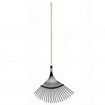 Ribiland - Balai à feuille métal 22 dents + manche bois verni l. 1,5 m, d. 24mm