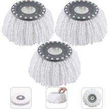 Ikodm - Balai à poussière et lave sol 3Pcs Têtes Microfibre Balai, Mop Heads, Tête de Vadrouille Rechange Rond Têtes Mop Rotation à 360 pour Balais