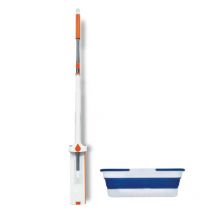 Venteo - Balai Autonettoyant Express et son seau rectangulaire Tête de balai rectangulaire - Seau pliable - Lingette microfibre