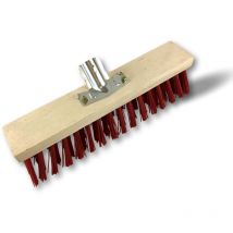 Balai de cantonnier Lot de 3 Longueur 40 cm Piste Extérieur Garnissage pvc rouge Semelle bois Douille métal boulonnée ø 28 mm Sans manche Kibros