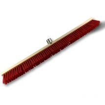 Balai d'atelier type cantonnier Piste Extérieur Longueur 100 cm Garnissage brosse pvc rouge Semelle bois Douille métal boulonnée ø 28 mm Sans manche