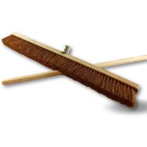Kibros - Balai d'atelier type cantonnier Lot de 6 Piste Extérieur Longueur 80 cm Garnissage brosse fibre coco naturel Semelle bois Douille métal