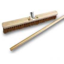 Kibros - Balai d'atelier type cantonnier manché Lot de 10 Piste Extérieur Fibres de coco naturel Longueur 60 cm Semelle bois Douille métal boulonnée