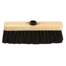 Balai d'extérieur 29 cm – Monture en bois naturel – Fibres polypropylène noir – Jardin piscine