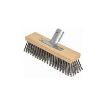Dpzo - Balai en poil d'acier, 30 cm avec support de manche en métal - ø 28 cm - tête balai brosse - corps en bois de hêtre haute qualité