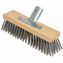 Largeight - Balai en poil d'acier, 30 cm avec support de manche en métal - ø 28 cm - tête balai brosse - corps en bois de hêtre haute qualité Nespoli